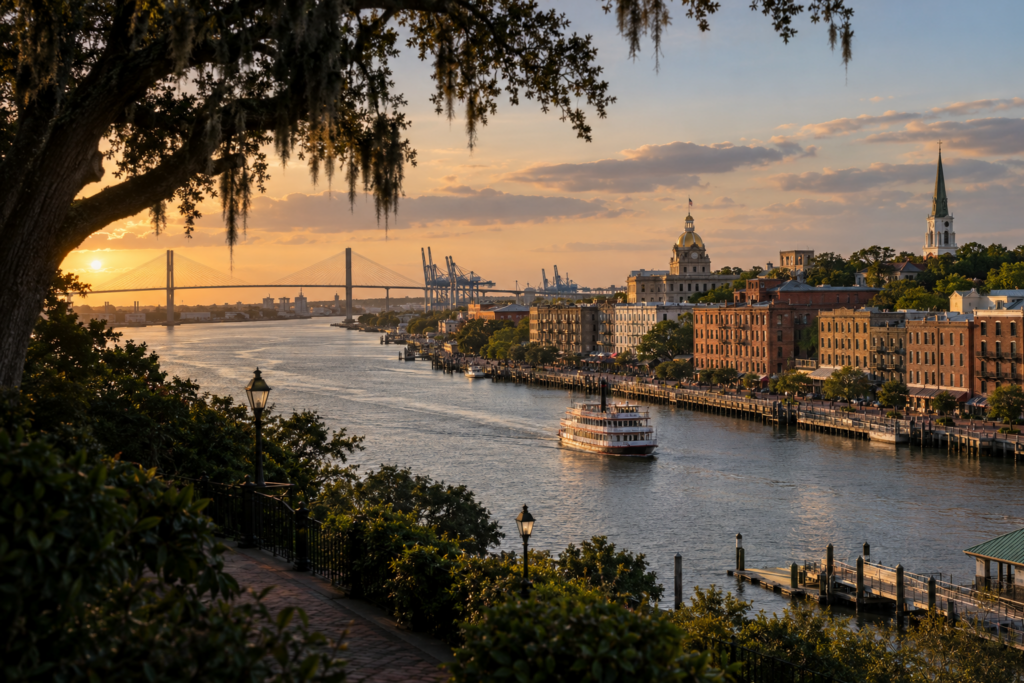Conceptual Savannah riverfront cityscape for Savannah billboard advertising planning